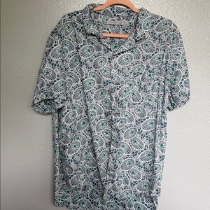 Outerknown Blue and Green Floral Shirt